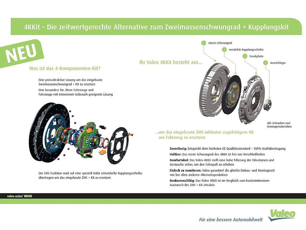Kupplung + starres Schwungrad Original Valeo für Peugeot 307 2,0HDi DW10ATED